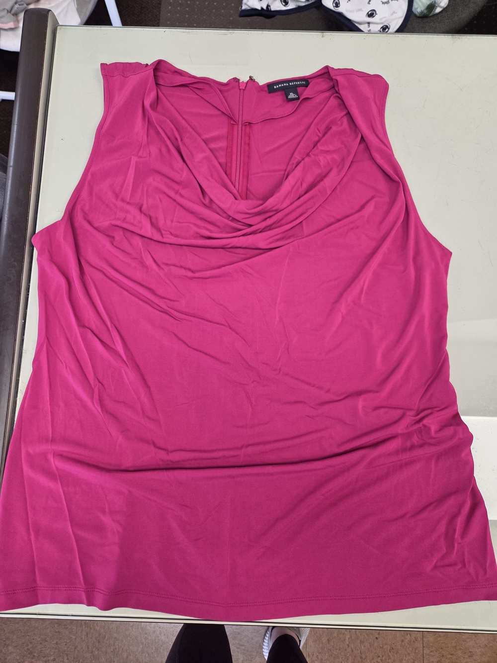 Banana Republic Sleeveless Draped Neck Tank Top - Hot Pink